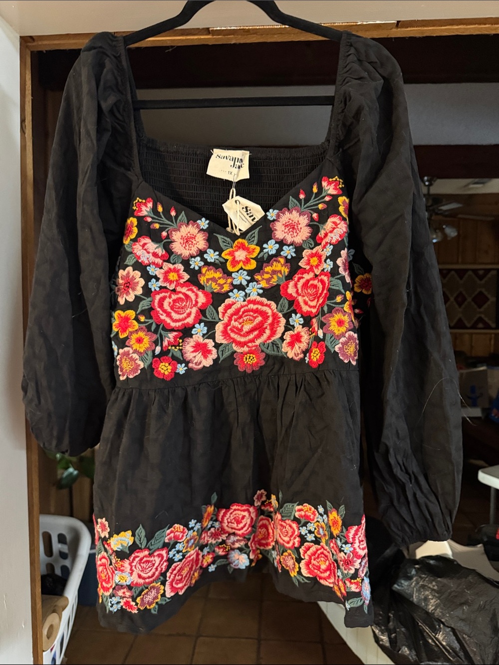 Savanna Jane Embroidered Black Floral Kids Dress - Picture 1 of 3
